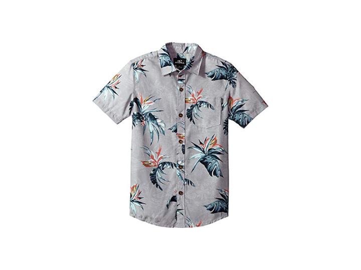 O'neill Kids Islander Short Sleeve Woven Top (big Kids) (light Grey) Boy's Clothing