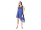 Becca By Rebecca Virtue Plus Size Keyhole Dress Cover-up (blue Topaz) Women's Swimwear