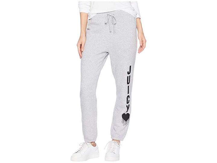 Juicy Couture Track French Terry Inked Heart Silverlake Pants (heather Cozy) Women's Casual Pants