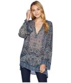 Angie Long Sleeve Printed Tunic (blue) Women's Clothing