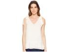 Cece Short Sleeve V-neck Layered Blouse (antique White) Women's Blouse