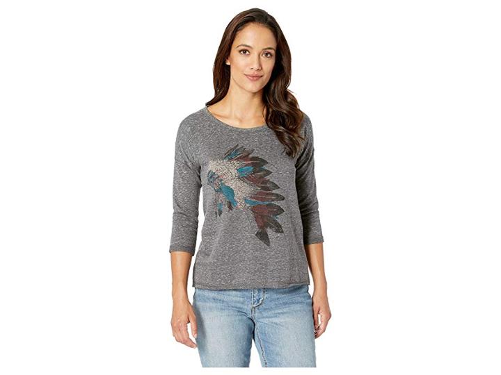 Rock And Roll Cowgirl 3/4 Sleeve Knit 48t8279 (charcoal) Women's Clothing