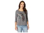 Rock And Roll Cowgirl 3/4 Sleeve Knit 48t8279 (charcoal) Women's Clothing