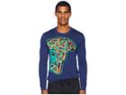 Versace Collection Reverse Weave Medusa Sweater (blue/multi) Men's Sweater