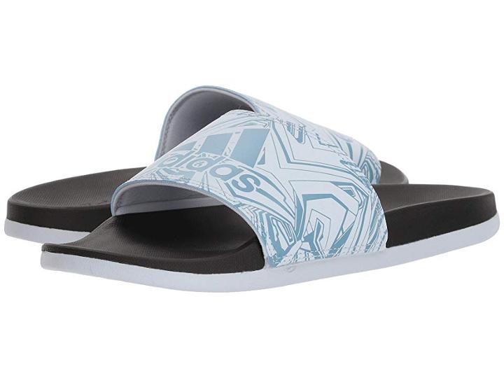 Adidas Adilette Cf+ Gr (aero Blue/black/ash Blue) Women's Slide Shoes