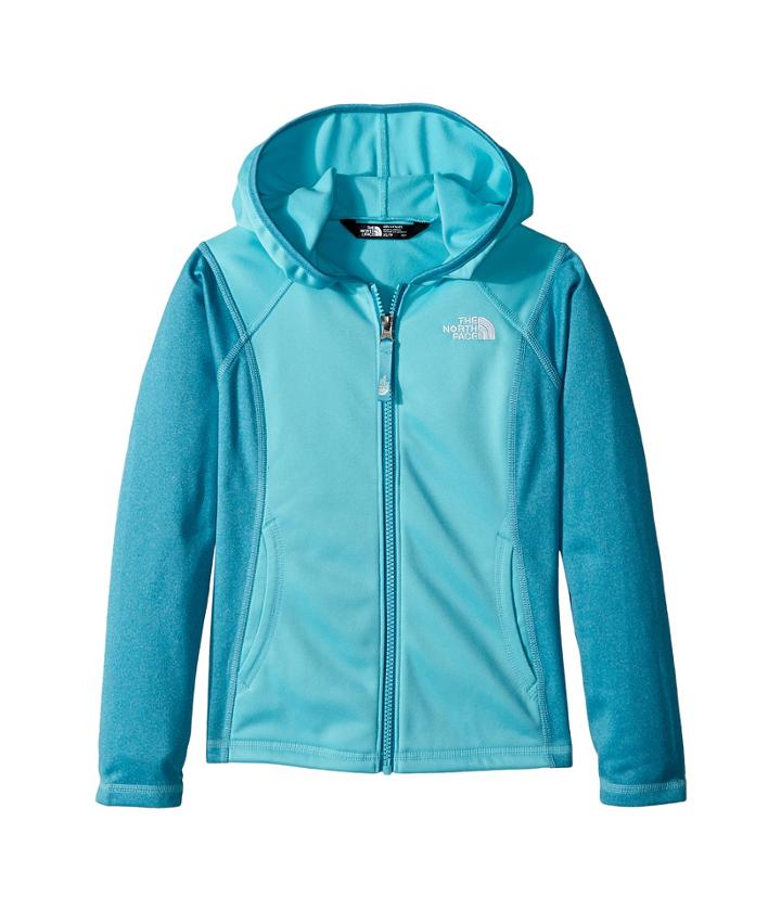 The North Face Kids Tech Glacier Full Zip Hoodie (little Kids/big Kids) (blue Curacao/algiers Blue Heather/tnf White) Girl's Sweatshirt