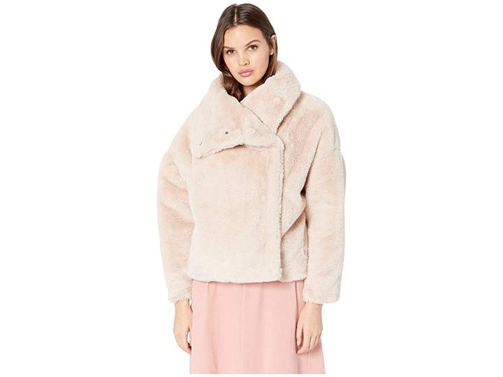 Nevereven Faux Fur Funnel Neck Cropped Jacket (flat White) Women's Jacket