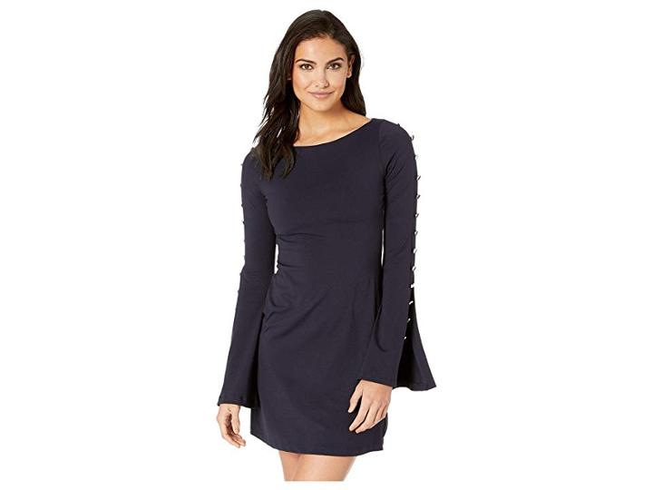 Susana Monaco Button Bell Sleeve Dress (midnight) Women's Dress