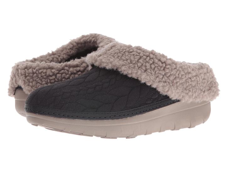 Fitflop Loaff Quilted Slipper (black) Women's Slippers
