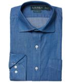 Lauren Ralph Lauren Classic Fit No Iron Cotton Dress Shirt (indigo Blue) Men's Long Sleeve Button Up