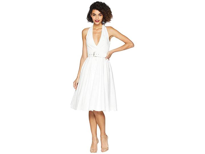 Unique Vintage Halter Tarrytown Hostess Dress (white) Women's Dress