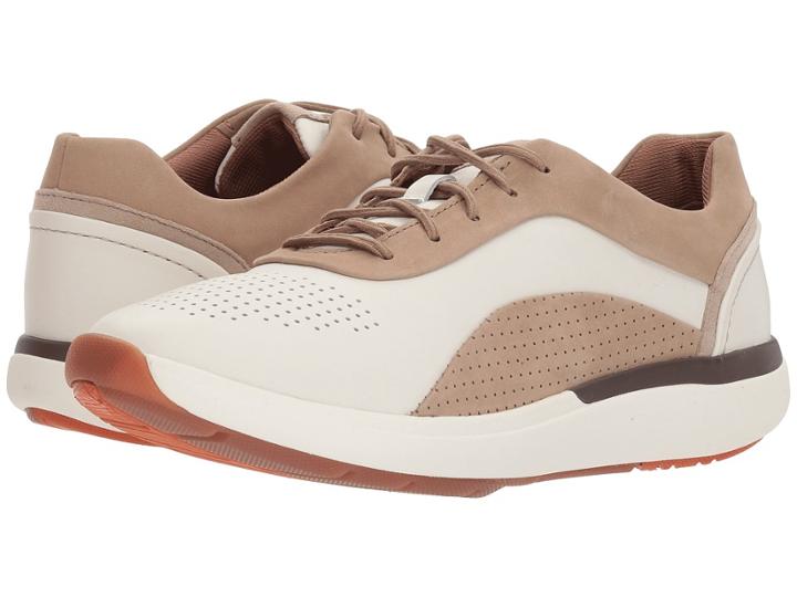Clarks Un Cruise Lace (white Leather/sand Nubuck Combi) Women's Lace Up Casual Shoes