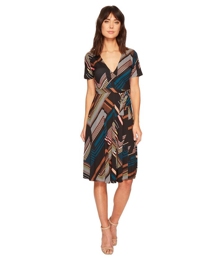 Catherine Catherine Malandrino Wrap Dress (art Deco Stripe) Women's Dress