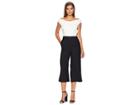 Catherine Catherine Malandrino Off The Shoulder Cropped Jumpsuit (white/black) Women's Jumpsuit & Rompers One Piece