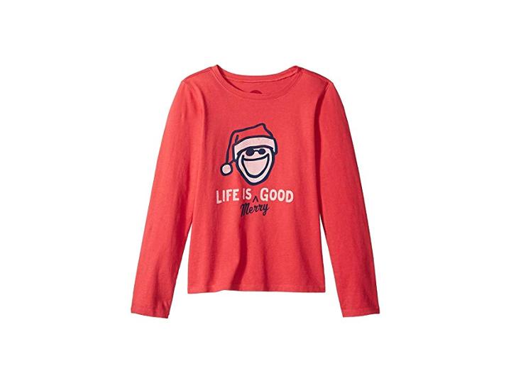Life Is Good Kids Life Is Merry Good Crusher T-shirt Long Sleeve (little Kids/big Kids) (americana Red) Girl's T Shirt