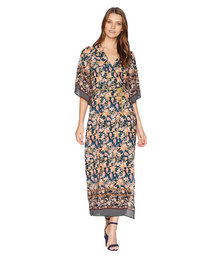 Alexia Admor Printed Border Wrap Dress (navy Multi) Women's Dress