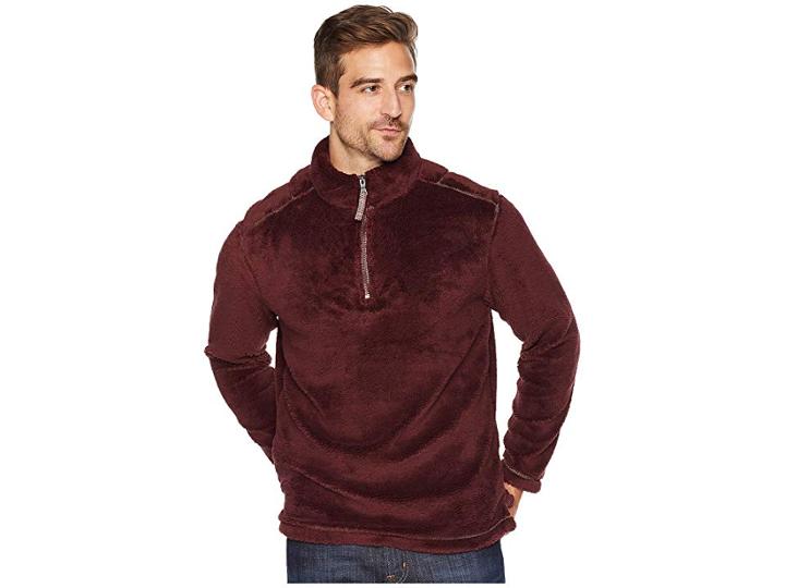 True Grit Pebble Pile 1/4 Zip Pullover (vintage Wine) Men's Clothing