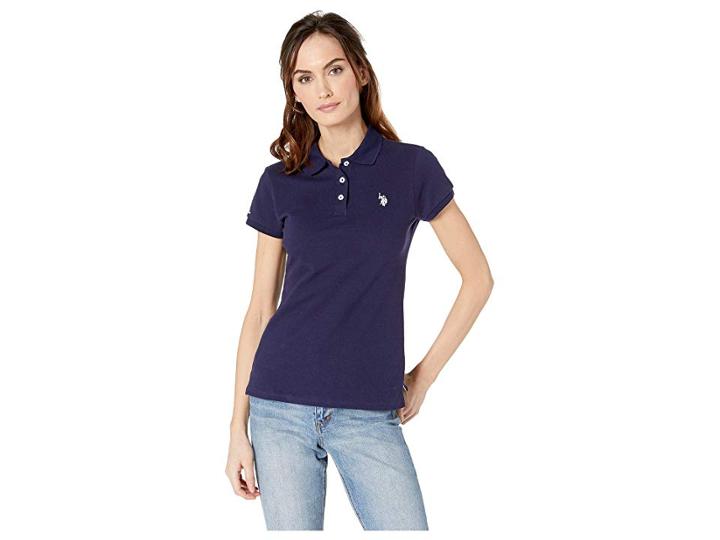 U.s. Polo Assn. Solid Pique Polo Shirt (midnight Blue/fresh White) Women's Clothing