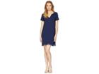 Michael Stars Notched Neck Tee Dress W/ Fringe (passport) Women's Dress