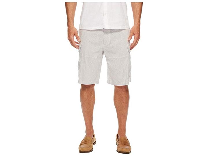 Perry Ellis Striped Linen Cargo Shorts (natural Linen) Men's Shorts