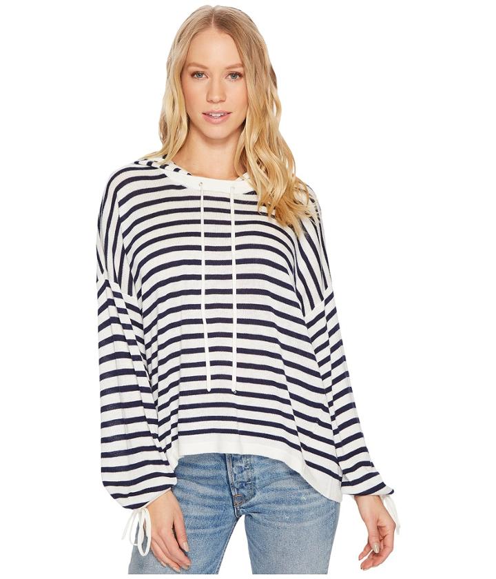 Splendid Seabound Cashmere Blend Hoodie (natural/navy) Women's Sweatshirt