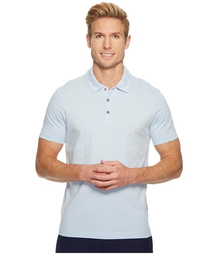 Perry Ellis Micro Print Pima Cotton Polo Shirt (kentucky Blue) Men's Clothing