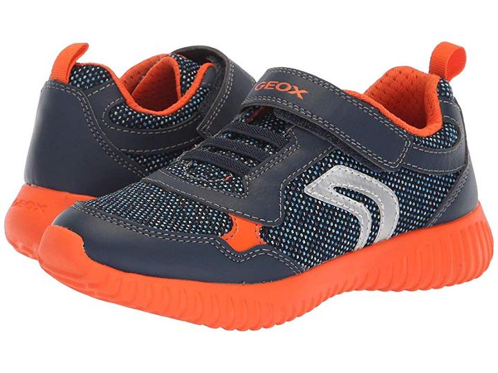 Geox Kids Waviness Boy 6 (little Kid/big Kid) (navy/orange) Boy's Shoes