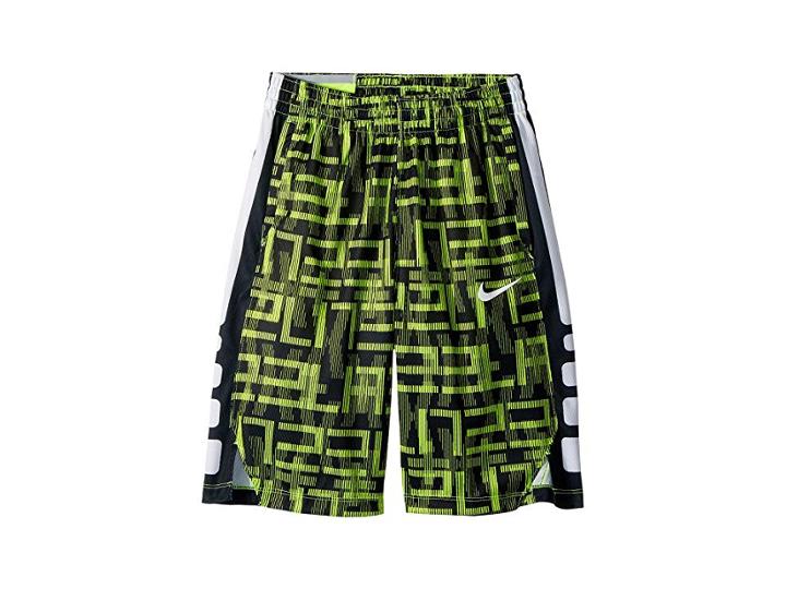 Nike Kids Dry Elite Stripe Print Basketball Short (little Kids/big Kids) (volt/black/white) Boy's Shorts