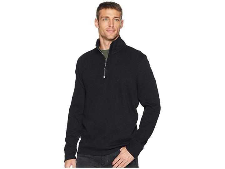 Nautica 1/2 Zip Mock Neck (true Black) Men's Clothing