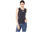 Tommy Hilfiger Heart Print Grommet Sleeveless Knit Top (midnight Multi) Women's Clothing