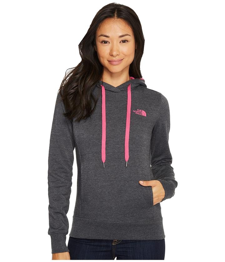 The North Face Trivert Pullover Hoodie (tnf Dark Grey Heather/petticoat Pink) Women's Sweatshirt