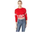 Juicy Couture Collegiate Logo Sweater With Stripe (true Red) Women's Clothing