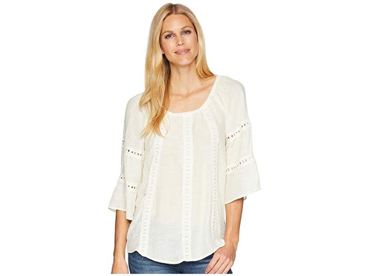 Wrangler Off The Shoulder Top Lace Insets (vanilla) Women's Clothing