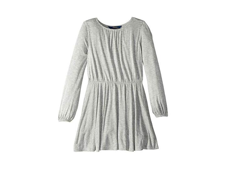 Polo Ralph Lauren Kids Jersey Fit-and-flare Dress (little Kids) (light Grey Heather Multi) Girl's Dress