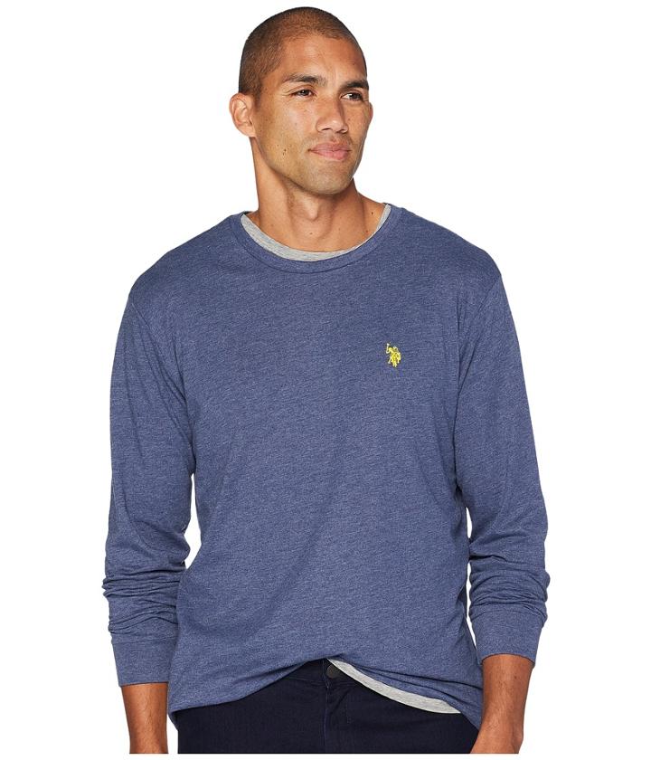 U.s. Polo Assn. Long Sleeve Crew Neck T-shirt (classic Navy Heather) Men's T Shirt