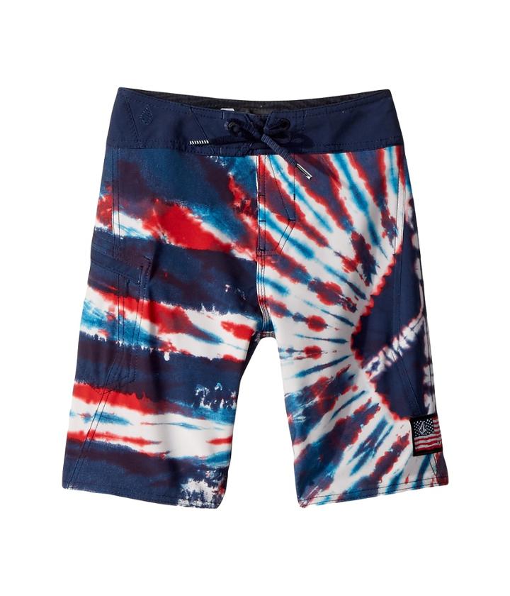 Volcom Kids Peace Stone Mod Boardshorts (big Kids) (true Blue) Boy's Swimwear
