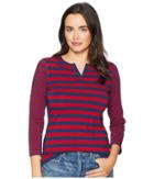 Chaps Lightweight Stripe Cotton Jersey 3/4 Knit (masai Red Multi) Women's Clothing