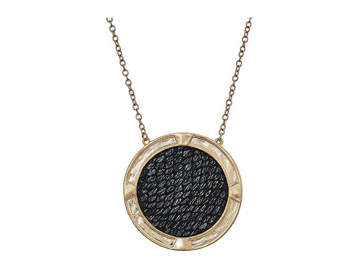 The Sak Large Inlay Pendant 28 Necklace (black/gold) Necklace