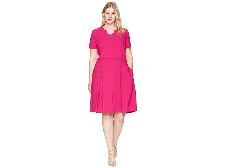 Tahari By Asl Plus Size Floral Hem Midi Dress (raspberry) Women's Dress