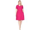 Tahari By Asl Plus Size Floral Hem Midi Dress (raspberry) Women's Dress