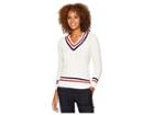 Lauren Ralph Lauren Cable-knit Cricket Sweater (mascarpone Cream/navy/crimson) Women's Sweater