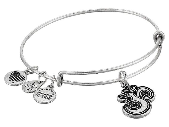 Alex And Ani Om Ii Bangle (rafaelian Silver) Bracelet