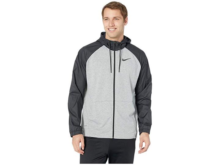 Nike Dry Hoodie Long Sleeve Full Zip Utility Core (dark Grey Heather/black) Men's Sweatshirt