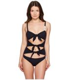 Moschino Basic Tie Front Maillot (black) Women's Swimsuits One Piece