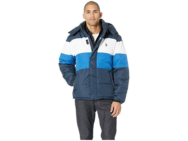 U.s. Polo Assn. Color Block Bubble (classic Navy) Men's Coat