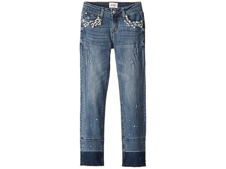 Hudson Kids Ankle Skinny With Paint Splatter Pearl Studs In Blue Burner (big Kids) (blue Burner) Girl's Jeans