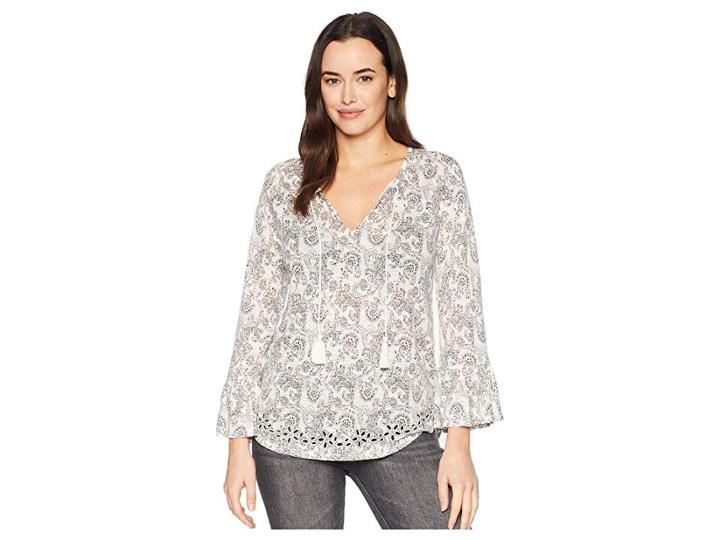 Lucky Brand Printed Top (ivory Multi) Women's Clothing