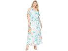 Calvin Klein Plus Plus Size Cold Shoulder Ruffle Maxi (seaspray Multi) Women's Dress
