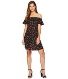 Romeo & Juliet Couture Cherry Motif Midi Dress (black Multi) Women's Dress