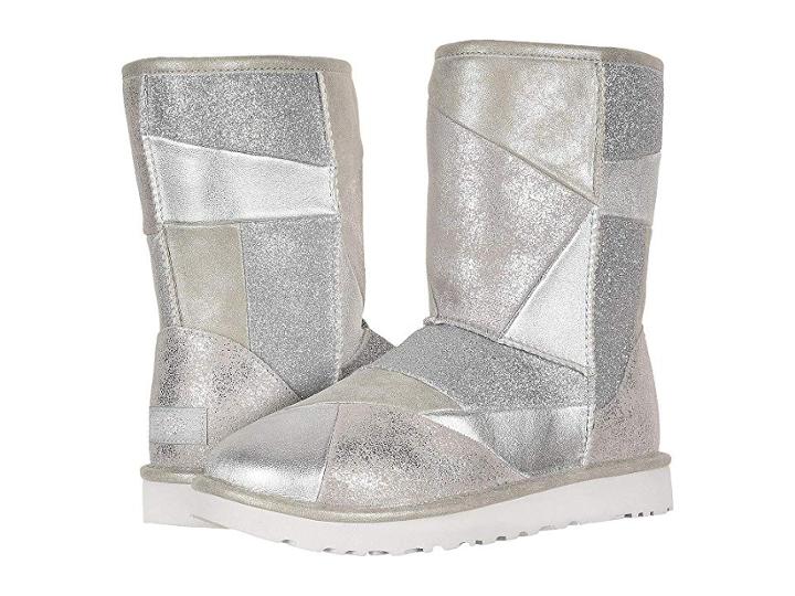 Ugg Classic Glitter Patchwork (silver) Women's Pull-on Boots